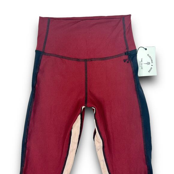 NEW Electric & Rose High Rise Waist Athletic Leggings Maroon Black Pink Small - Picture 4 of 9